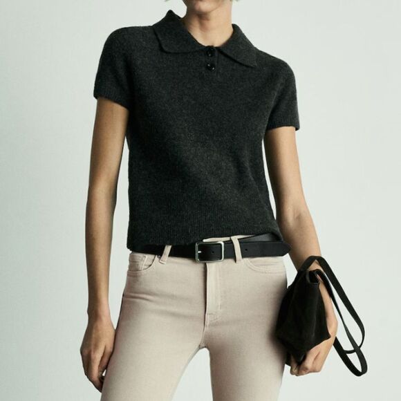 Mango Sienna flared cropped jeans size 10 In Army Green - Picture 4 of 15